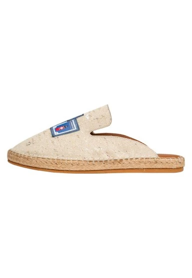 Homme Vegan Crème Chaussons - Letters and Stamps Motif - 