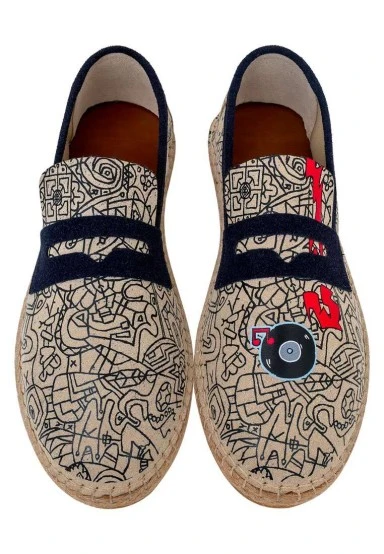 Homme Vegan Gris Espadrilles - Street Music Motif - 