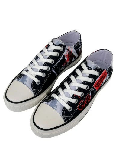 Homme Vegan Noir Baskets - Crush the System Motif - 