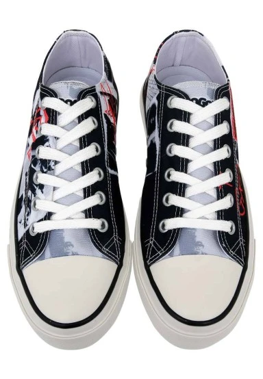 Homme Vegan Noir Baskets - Crush the System Motif - 