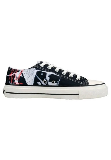 Homme Vegan Noir Baskets - Crush the System Motif - 