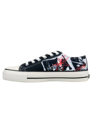 Homme Vegan Noir Baskets - Crush the System Motif - 