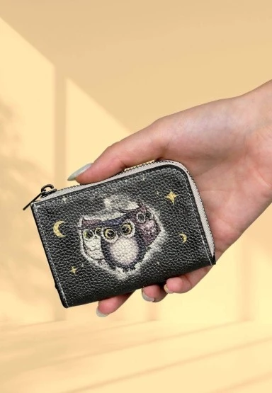 Kadın Lacivert Cüzdan - Owls Family Tasarım - 