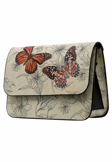 Kadın Vegan Bej El Çantası - Fly With Your Own Wings Tasarım - 