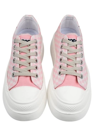 Kadın Vegan Beyaz Kalın Taban Sneakers - Big Steps Cat Tasarım - 