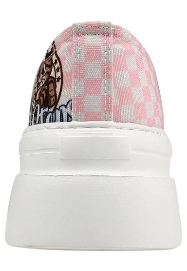 Kadın Vegan Beyaz Kalın Taban Sneakers - Big Steps Cat Tasarım - 