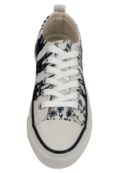Kadın Vegan Beyaz Sneakers - Line of Rabbits Tasarım - 