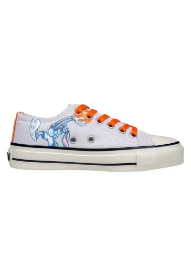 Kadın Vegan Beyaz Sneakers - Looney Tunes Bugs Bunny Space Jam Tasarım - 