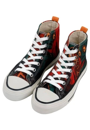 Kadın Vegan Çok Renkli High Sneakers - Robotto Tasarım - 