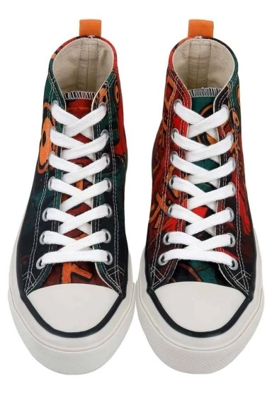 Kadın Vegan Çok Renkli High Sneakers - Robotto Tasarım - 