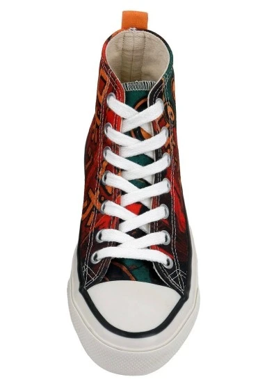 Kadın Vegan Çok Renkli High Sneakers - Robotto Tasarım - 