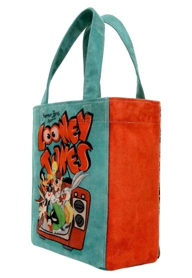Kadın Vegan Çok Renkli Large Tote Bag - Warner Bros The Toon Parade Tasarım - 