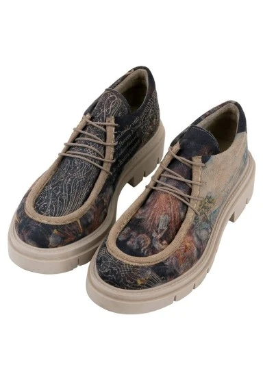 Kadın Vegan Çok Renkli Loafer - The Model Book of Calligraphy Tasarım - 