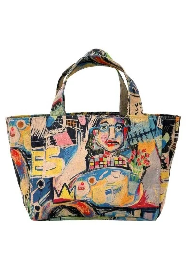 Kadın Vegan Deri Çok Renkli Medium Tote Bag - Live and Save Tasarım - 