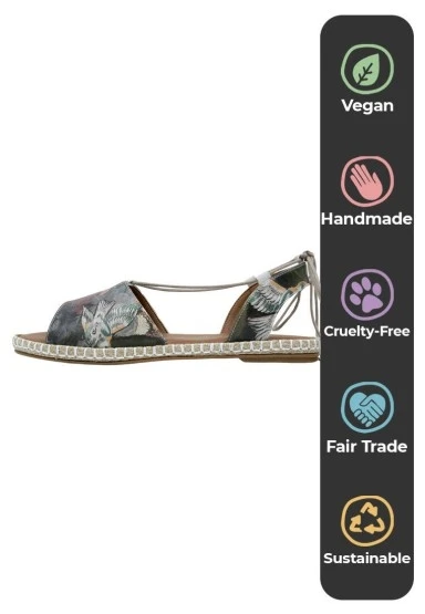 Kadın Vegan Deri Çok Renkli Bağcıklı Sandalet - Pure Reflection Tasarım - 