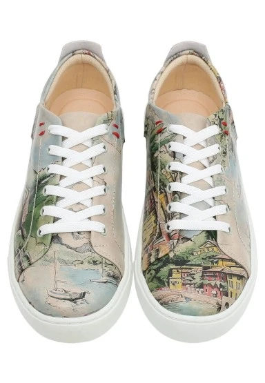 Kadın Vegan Deri Bej Sneakers - Lago di Como Tasarım - 