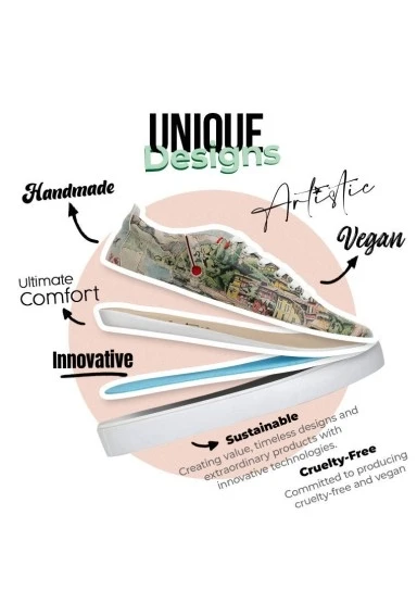 Kadın Vegan Deri Bej Sneakers - Lago di Como Tasarım - 
