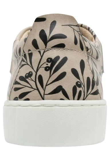 Kadın Vegan Deri Bej Sneakers - Best Buddies Tasarım - 