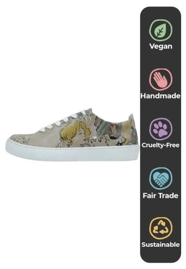 Kadın Vegan Deri Bej Sneakers - Artisan Tasarım - 