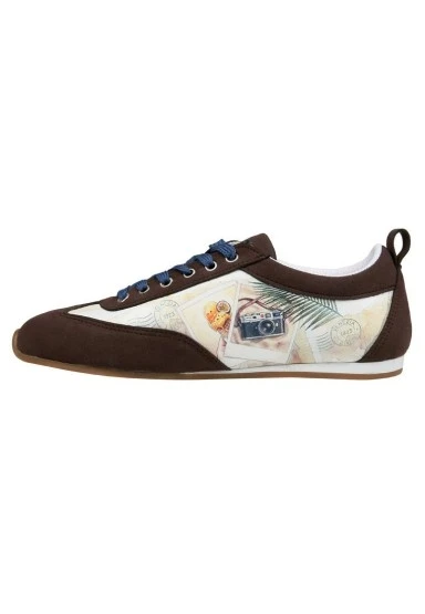 Kadın Vegan Deri Bej Sneakers - Ink and Pictures Tasarım - 