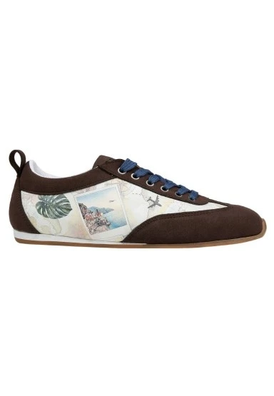 Kadın Vegan Deri Bej Sneakers - Ink and Pictures Tasarım - 