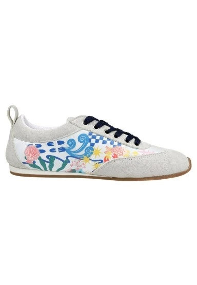 Kadın Vegan Deri Bej Sneakers - Azur Tasarım - 