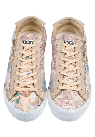 Kadın Vegan Deri Bej Sneakers - Angel's Dream Tasarım - 