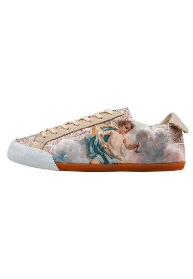 Kadın Vegan Deri Bej Sneakers - Angel's Dream Tasarım - 
