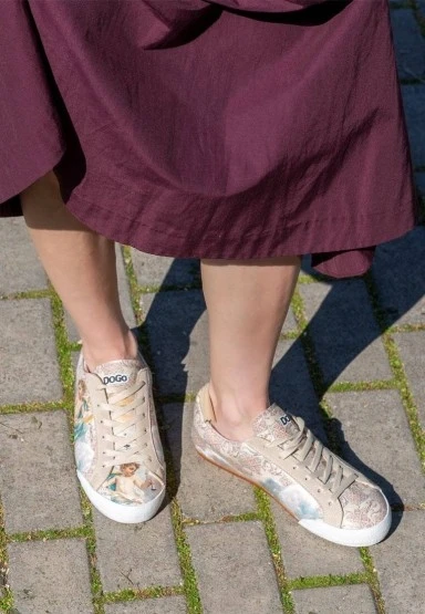 Kadın Vegan Deri Bej Sneakers - Angel's Dream Tasarım - 