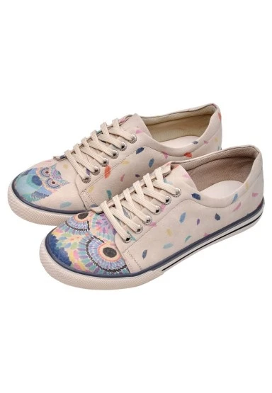 Kadın Vegan Deri Bej Sneakers - I Never Sleep Tasarım - 