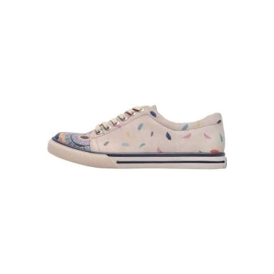 Kadın Vegan Deri Bej Sneakers - I Never Sleep Tasarım - 