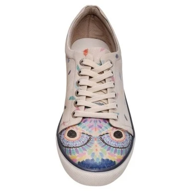 Kadın Vegan Deri Bej Sneakers - I Never Sleep Tasarım - 