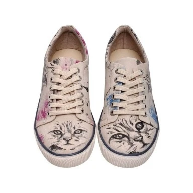 Kadın Vegan Deri Bej Sneakers - Deepness Tasarım - 
