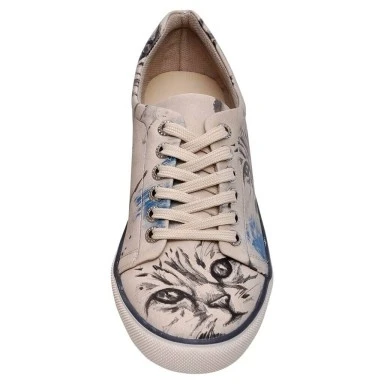 Kadın Vegan Deri Bej Sneakers - Deepness Tasarım - 