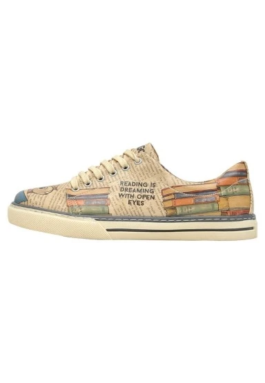 Kadın Vegan Deri Bej Sneakers - The wise owl Tasarım - 