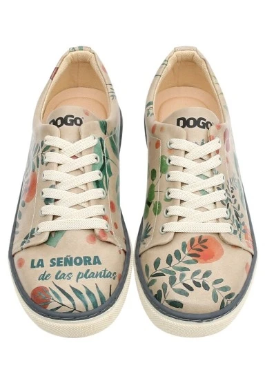 Kadın Vegan Deri Bej Sneakers - Plant Lady Tasarım - 