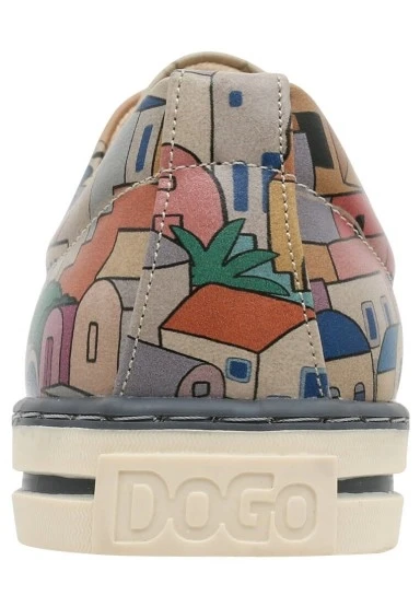 Kadın Vegan Deri Bej Sneakers - Stunning Sunset Tasarım - 