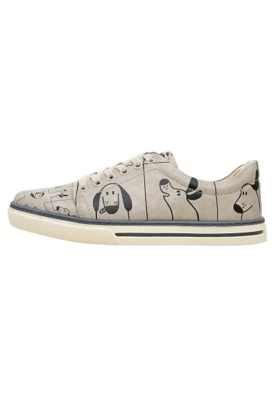Kadın Vegan Deri Bej Sneakers - I Woof You Tasarım - 