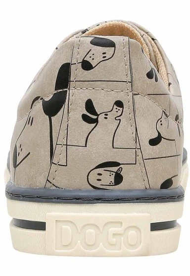 Kadın Vegan Deri Bej Sneakers - I Woof You Tasarım - 