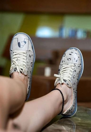 Kadın Vegan Deri Bej Sneakers - I Woof You Tasarım - 