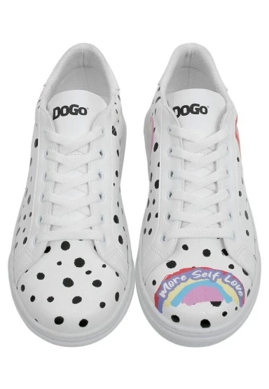 Kadın Vegan Deri Beyaz Günlük Sneakers - More Self Love Tasarım - 
