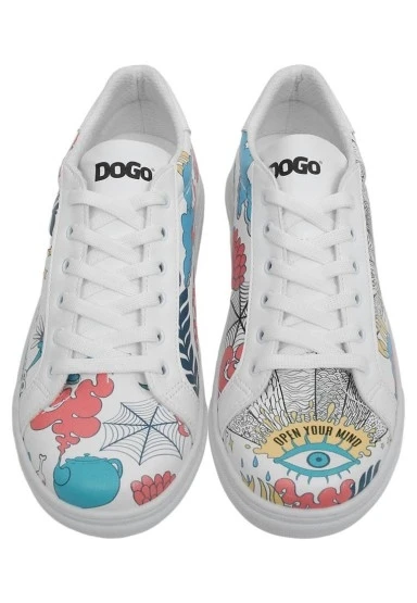 Kadın Vegan Deri Beyaz Günlük Sneakers - Open Your Mind Tasarım - 