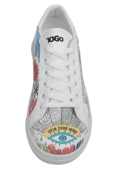 Kadın Vegan Deri Beyaz Günlük Sneakers - Open Your Mind Tasarım - 