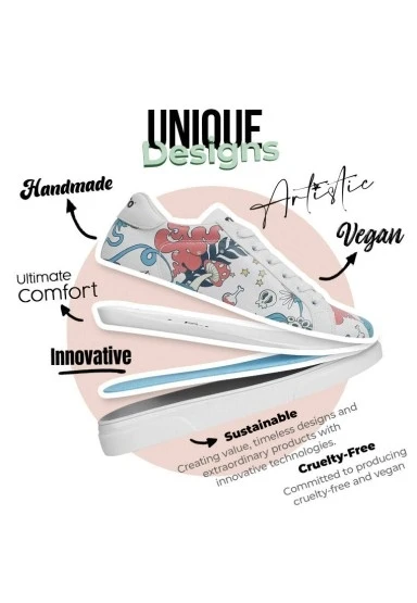 Kadın Vegan Deri Beyaz Günlük Sneakers - Open Your Mind Tasarım - 