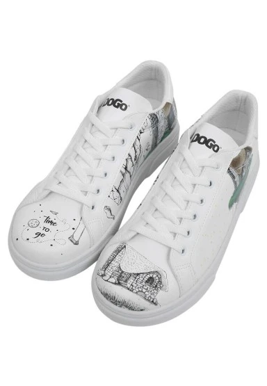 Kadın Vegan Deri Beyaz Günlük Sneakers - Time To Go Tasarım - 