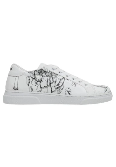 Kadın Vegan Deri Beyaz Günlük Sneakers - Time To Go Tasarım - 