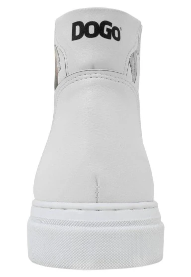 Kadın Vegan Deri Beyaz High Sneakers - Elephants Never Forget Tasarım - 
