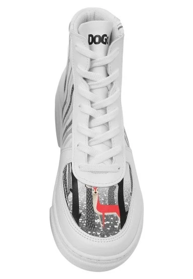 Kadın Vegan Deri Beyaz High Sneakers - You're the Colour of My Life Tasarım - 