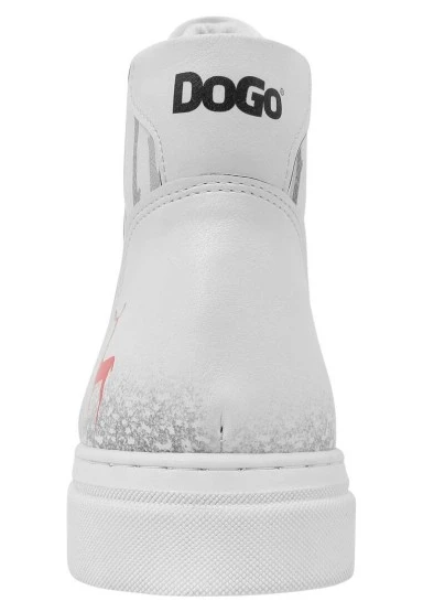 Kadın Vegan Deri Beyaz High Sneakers - You're the Colour of My Life Tasarım - 