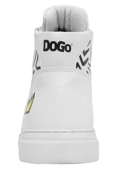 Kadın Vegan Deri Beyaz High Sneakers - Abstract Outline White Tasarım - 